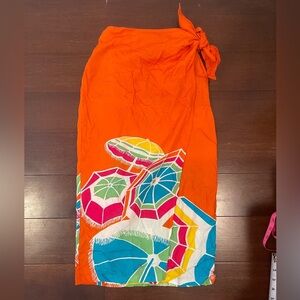vintage retro Esprit Orange & Pink Sarong with Tropical Design
